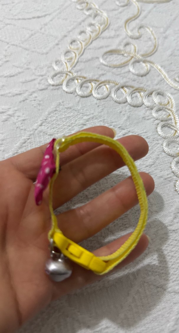 Sarı Renkli Kedi Tasması ve Zil - Görsel 3