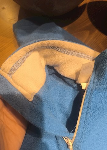 5 Yaş Beden Mavi Fermuarlı Erkek Polar Sweatshirt