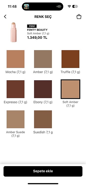 Beden Renk Fenty beauty kontür stick orjinal soft amber