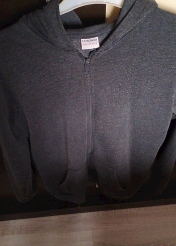 Gri Kapüşonlu Fermuarlı Erkek Sweatshirt temiz kullanıldı - Görsel 2