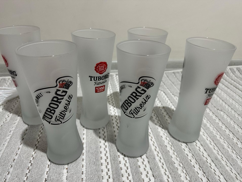 Buzlu Camdan TUBORG Bira Bardakları 6adet fiyatı - Görsel 2