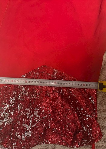 Kırmızı Drapeli Straplez Abiye Elbise - Görsel 4