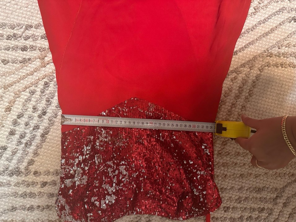 Kırmızı Drapeli Straplez Abiye Elbise - Görsel 4