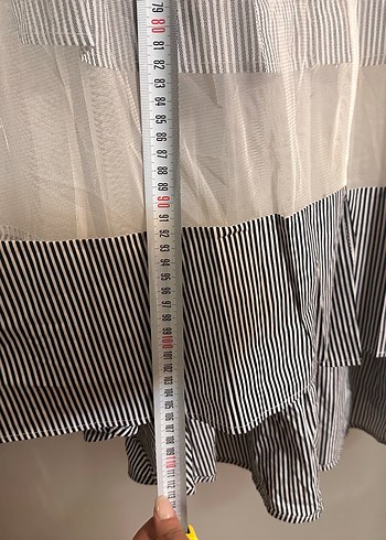 Tül detaylı, çizgili gömlek elbise - Görsel 8