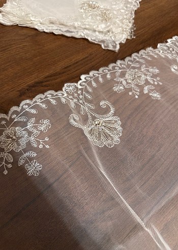 İşlemeli Beyaz Dantel Örtü Seti - Görsel 8