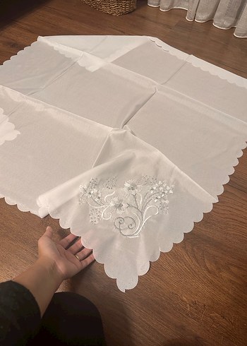 7 Adet İşlemeli Beyaz Bohça Örtüsü Seti - Görsel 3