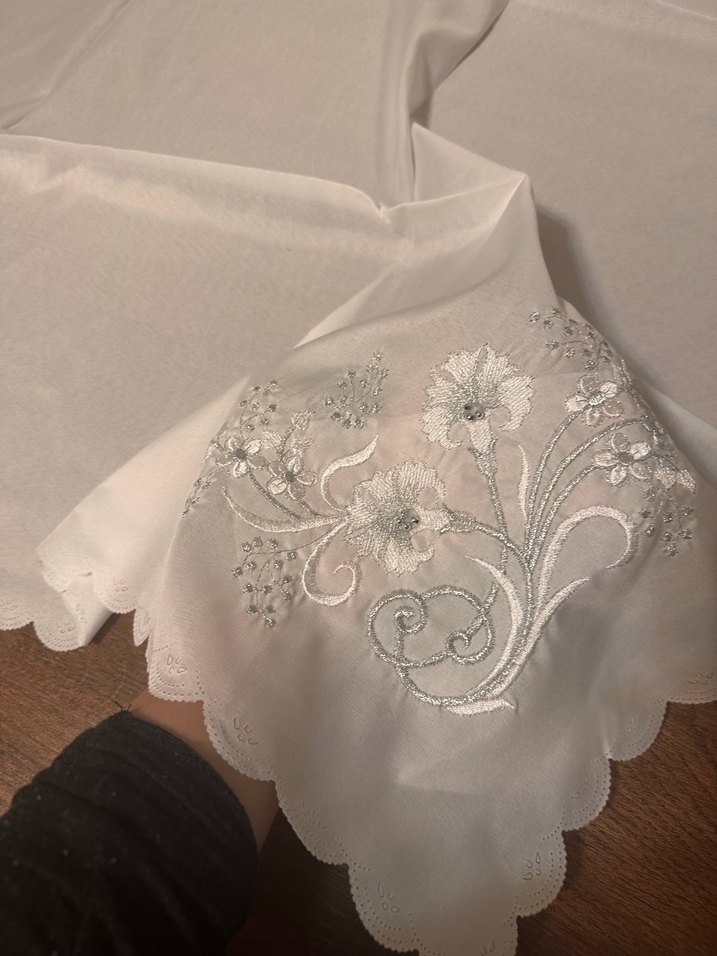 7 Adet İşlemeli Beyaz Bohça Örtüsü Seti - Görsel 4