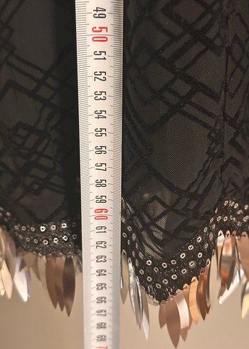 Siyah İşlemeli Drapeli Mini Gece Elbisesi - Görsel 8