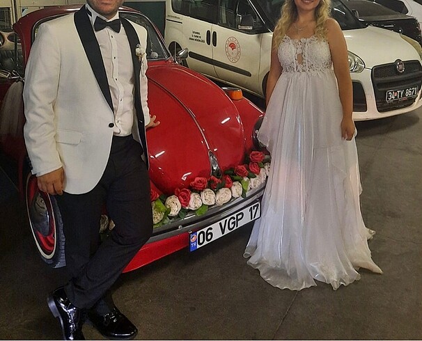 40 Beden beyaz Renk Nikah Elbisesi