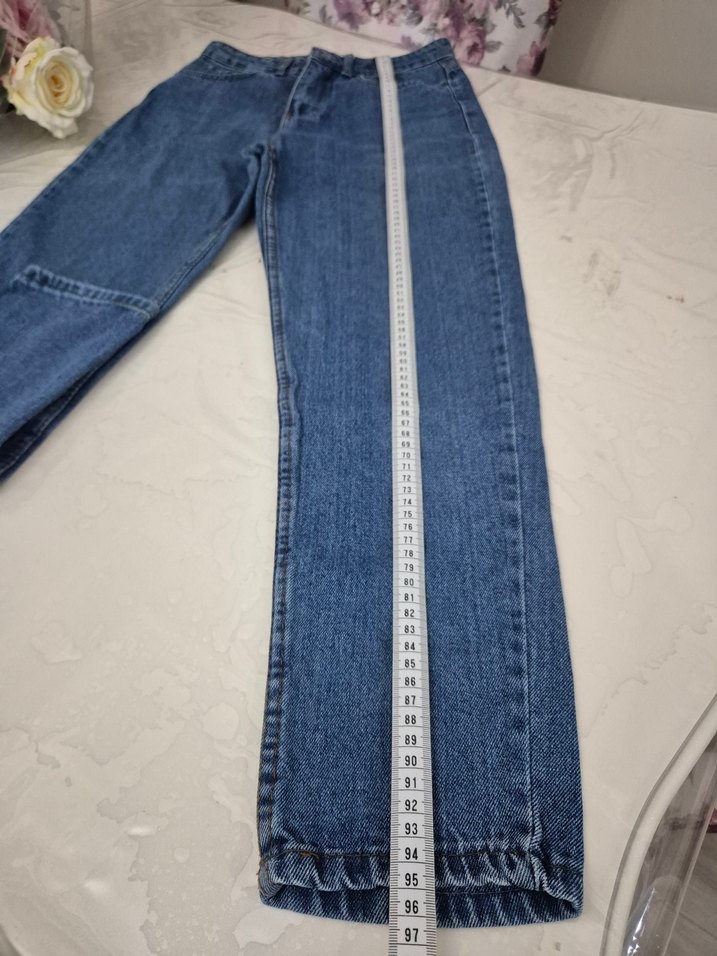 Kadın Mavi Denim Mom Jean - Görsel 4