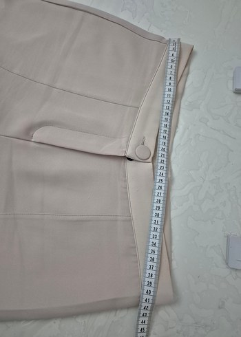 Bej Düğmeli Pamuklu Kadın Pantolon - Görsel 2