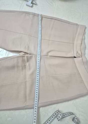 Bej Düğmeli Pamuklu Kadın Pantolon - Görsel 3