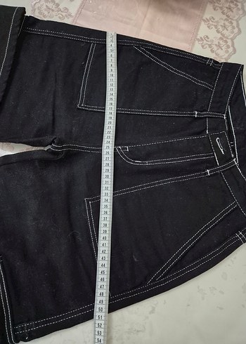 Kemer Detaylı Siyah Salaş Denim Pantolon - Görsel 3