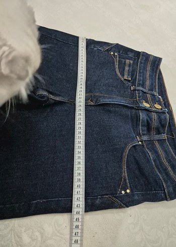 Lacivert Kadın Midi Boy Kot Pantolon - Görsel 3