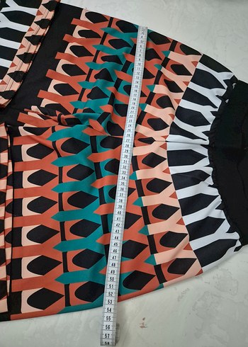 Renkli Desenli Kadın Bol Kesim Kumaş Pantolon - Görsel 3