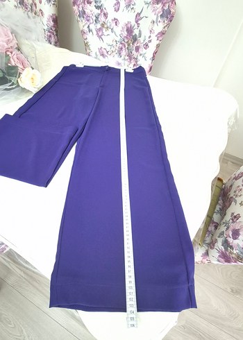 Mor Kadın Salaş Uzun Kumaş Pantolon - Görsel 4