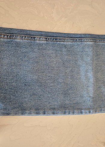 Düğmeli Mavi Loose Fit Midi Kadın Kot Pantolon - Görsel 6