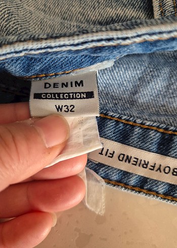 Düğmeli Mavi Loose Fit Midi Kadın Kot Pantolon - Görsel 8