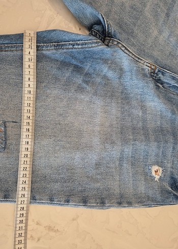 Düğmeli Mavi Loose Fit Midi Kadın Kot Pantolon - Görsel 5