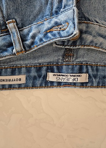 Düğmeli Mavi Loose Fit Midi Kadın Kot Pantolon - Görsel 7