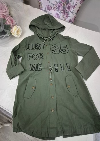 Kapüşonlu Düğmeli Kadın Yeşil Ceket - Görsel 6