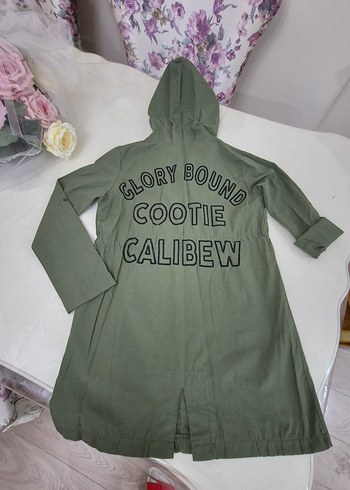 Kapüşonlu Düğmeli Kadın Yeşil Ceket - Görsel 2