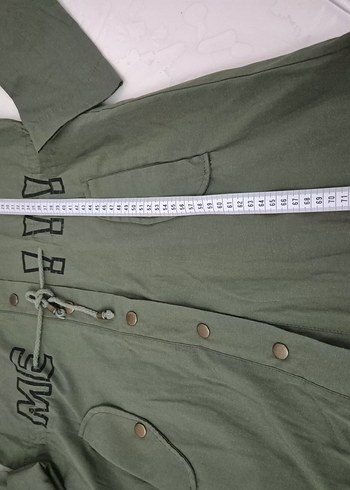 Kapüşonlu Düğmeli Kadın Yeşil Ceket - Görsel 4