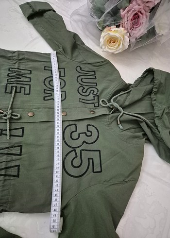 Kapüşonlu Düğmeli Kadın Yeşil Ceket - Görsel 3