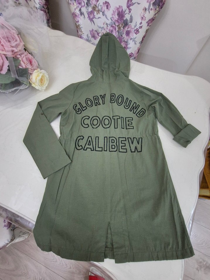 Kapüşonlu Düğmeli Kadın Yeşil Ceket - Görsel 2