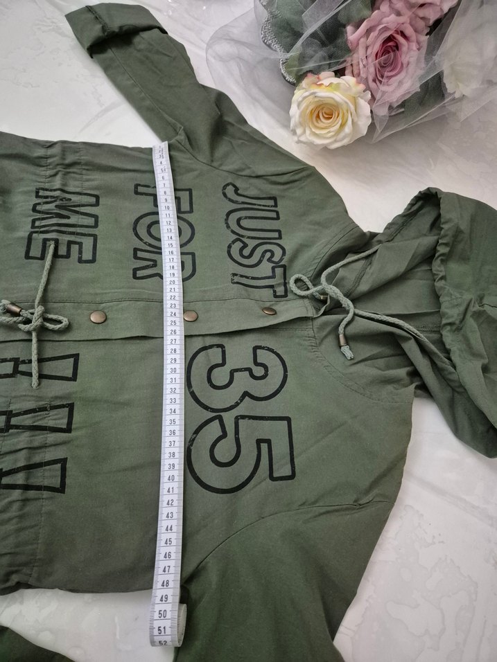 Kapüşonlu Düğmeli Kadın Yeşil Ceket - Görsel 3