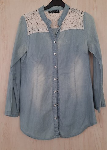 Düğmeli Denim Kadın Gömlek