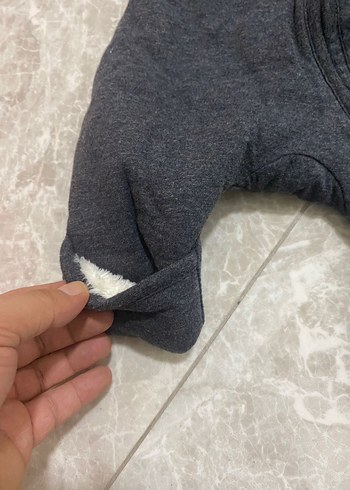 H&M Gri Peluş Bebek Tulumu Kulaklı Kapüşonlu - Görsel 2