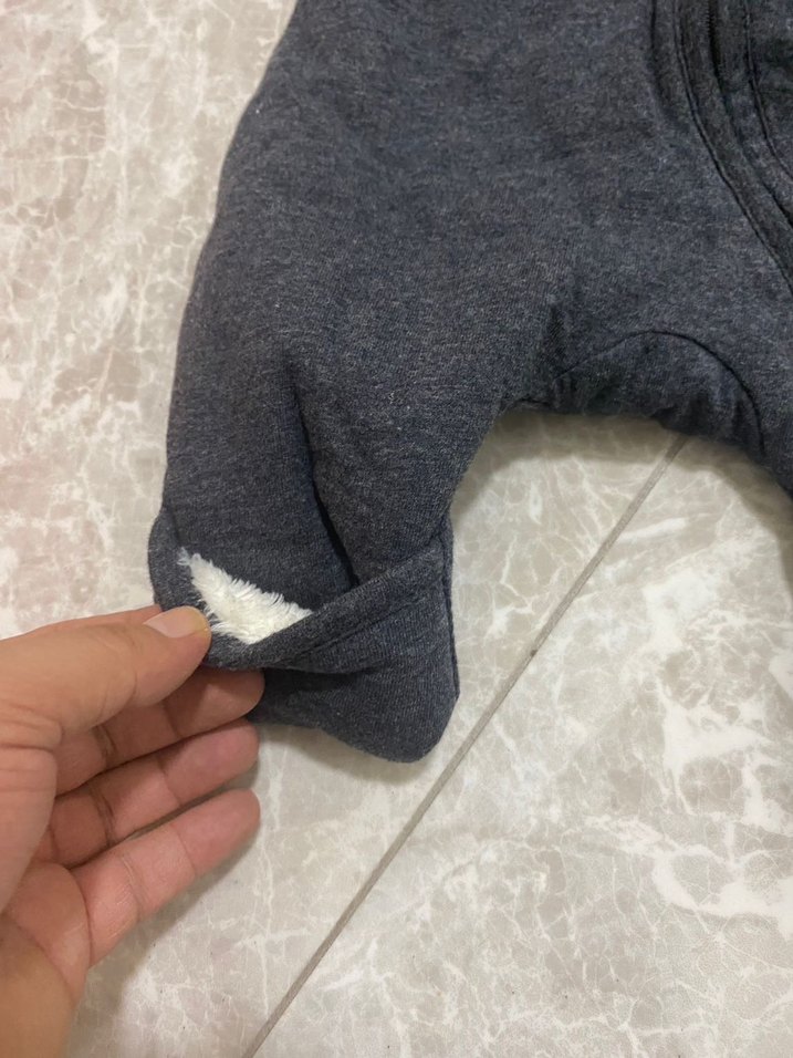 H&M Gri Peluş Bebek Tulumu Kulaklı Kapüşonlu - Görsel 2