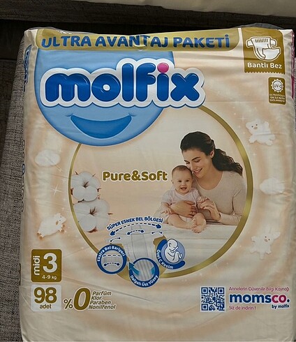 Molfix pure soft 3 açılmamış 98 li paket