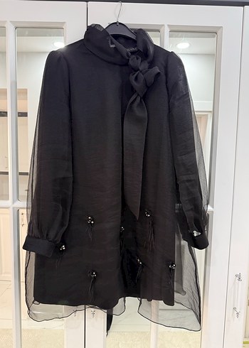 Siyah Uzun Kollu Boğazlı Mini Tunik - Görsel 18