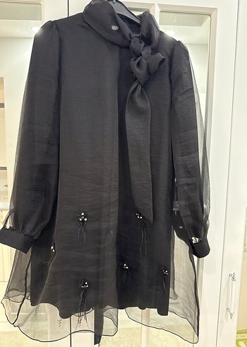 Siyah Uzun Kollu Boğazlı Mini Tunik - Görsel 2