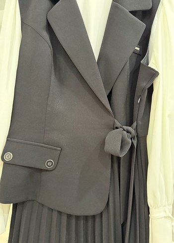 Kadın Siyah Piliseli Uzun Elbise - Görsel 4