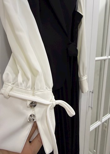 Kadın Siyah Piliseli Uzun Elbise - Görsel 5