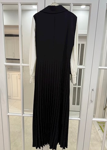 Kadın Siyah Piliseli Uzun Elbise - Görsel 7