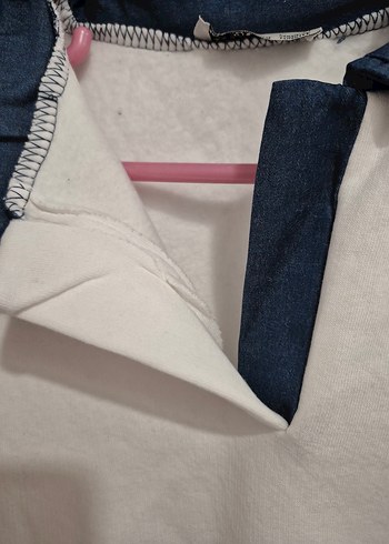 gömlek yaka Beyaz Kadın Sweatshirt - Görsel 3