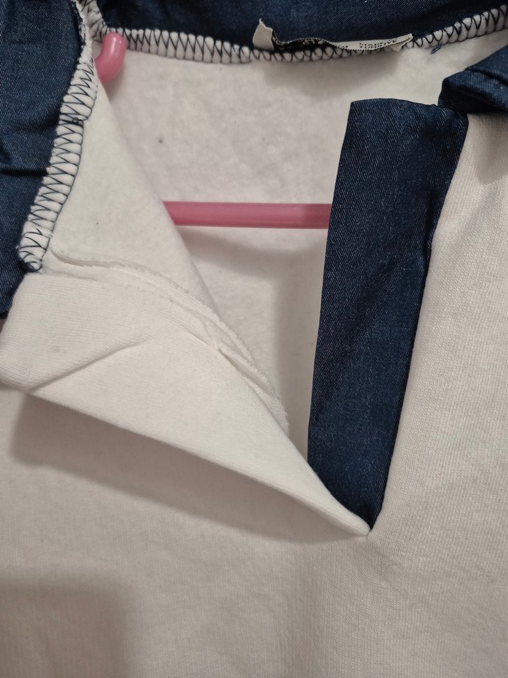 gömlek yaka Beyaz Kadın Sweatshirt - Görsel 3