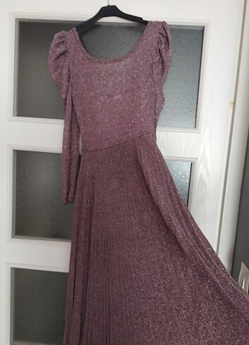 Uzun simli gece elbisesi 38 beden - Görsel 2