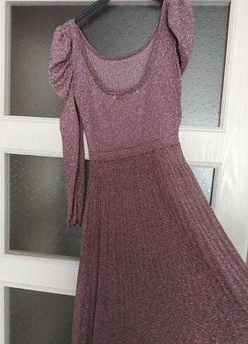 Uzun simli gece elbisesi 38 beden - Görsel 4