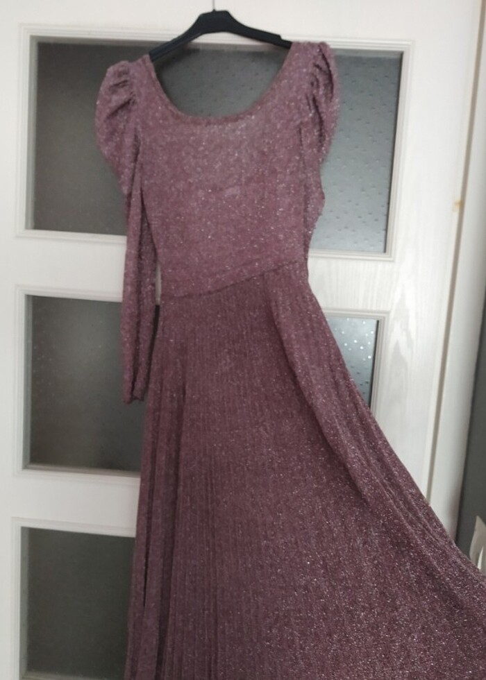 Uzun simli gece elbisesi 38 beden - Görsel 2