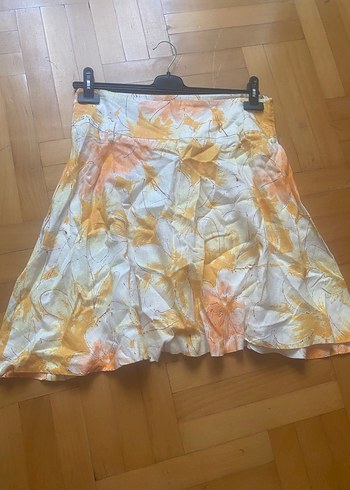 Sarı Bohem Pilili Mini Etek