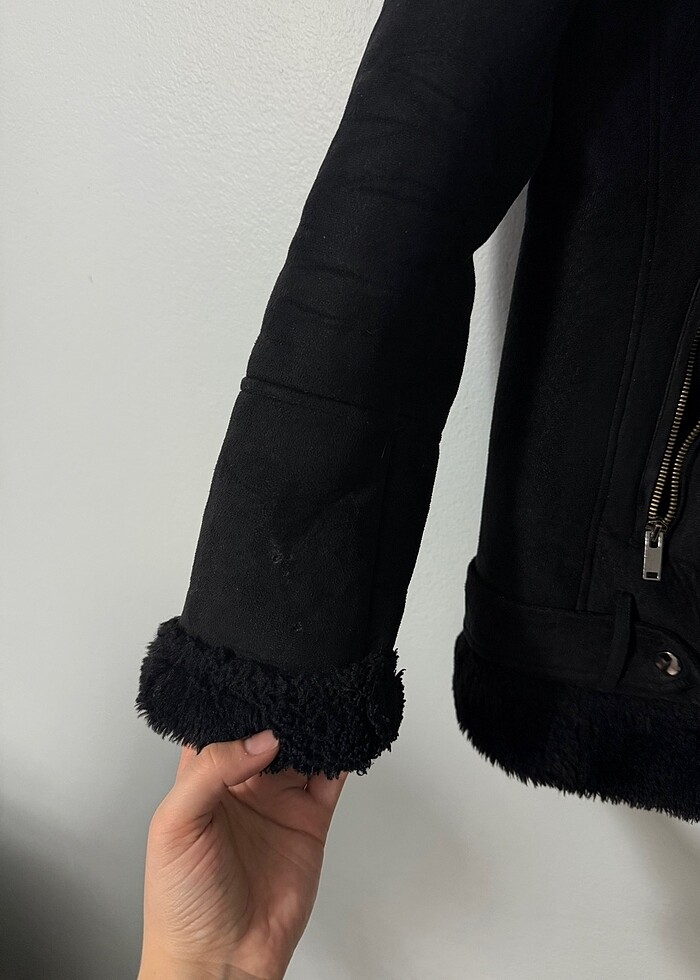 Stradivarius İçi Peluşlu Biker Mont - Görsel 4