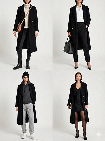 Zara Trafaluc Siyah Kaban - Görsel 4