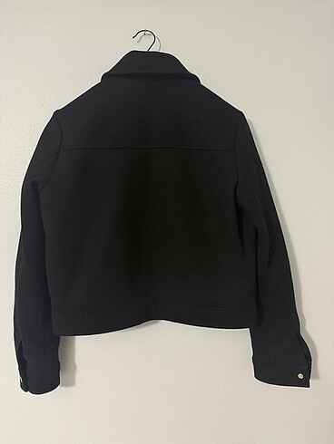 Zara Gold Fermuarlı Siyah Kaşe ceket - Görsel 2