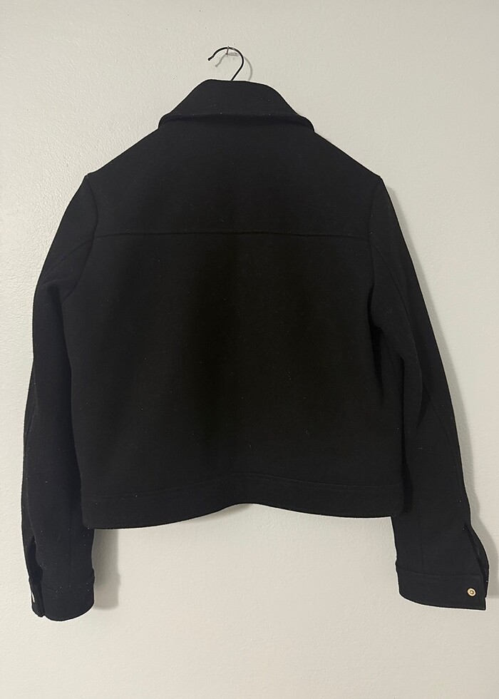 Zara Gold Fermuarlı Siyah Kaşe ceket - Görsel 2