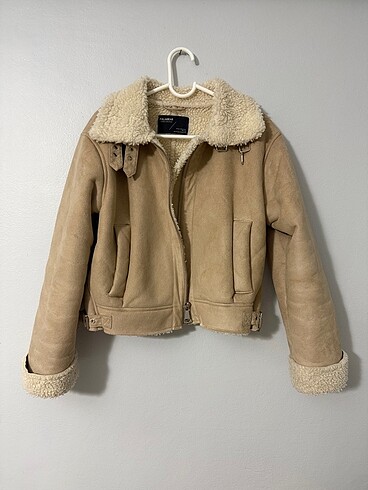 Pull & Bear Bej Biker Mont - Görsel 2